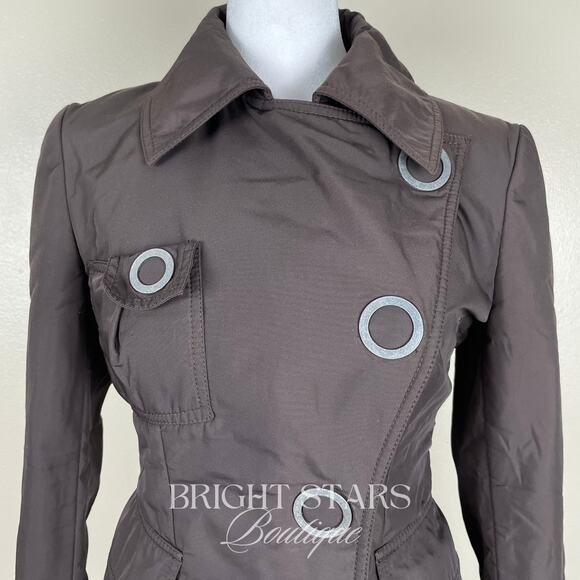 Rare Brown Jacket ASO Lorelai Gilmore Girls Moto Snap Button Casual Fall - Picture 7 of 12